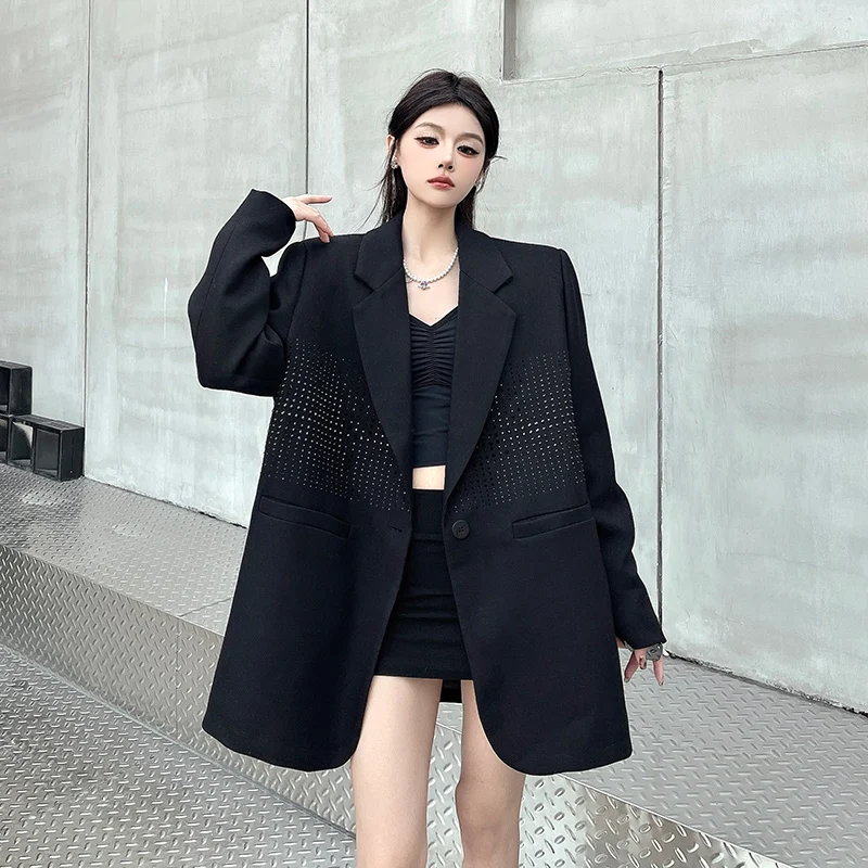 SuperAen Black Oversize Coat for Women Spring and Autumn New Diamonds Padded Shoulders Loose Casual Suits
SuperAen Black Oversize Coat for Women Spring and Autumn New Diamonds Padded Shoulders Loose Casual Suits