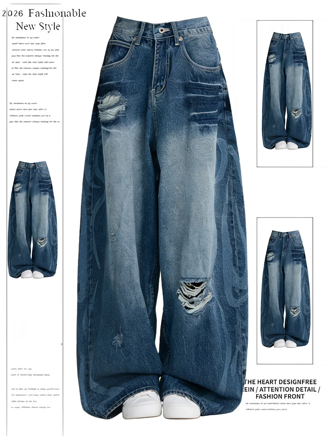 American Style Vintage Hole Knife Jeans Women's Wide Leg Pants Loose Long Spring New Arrival Casual High Waist Cotton Denim
American Style Vintage Hole Knife Jeans Women's Wide Leg Pants Loose Long Spring New Arrival Casual High Waist Cotton Denim