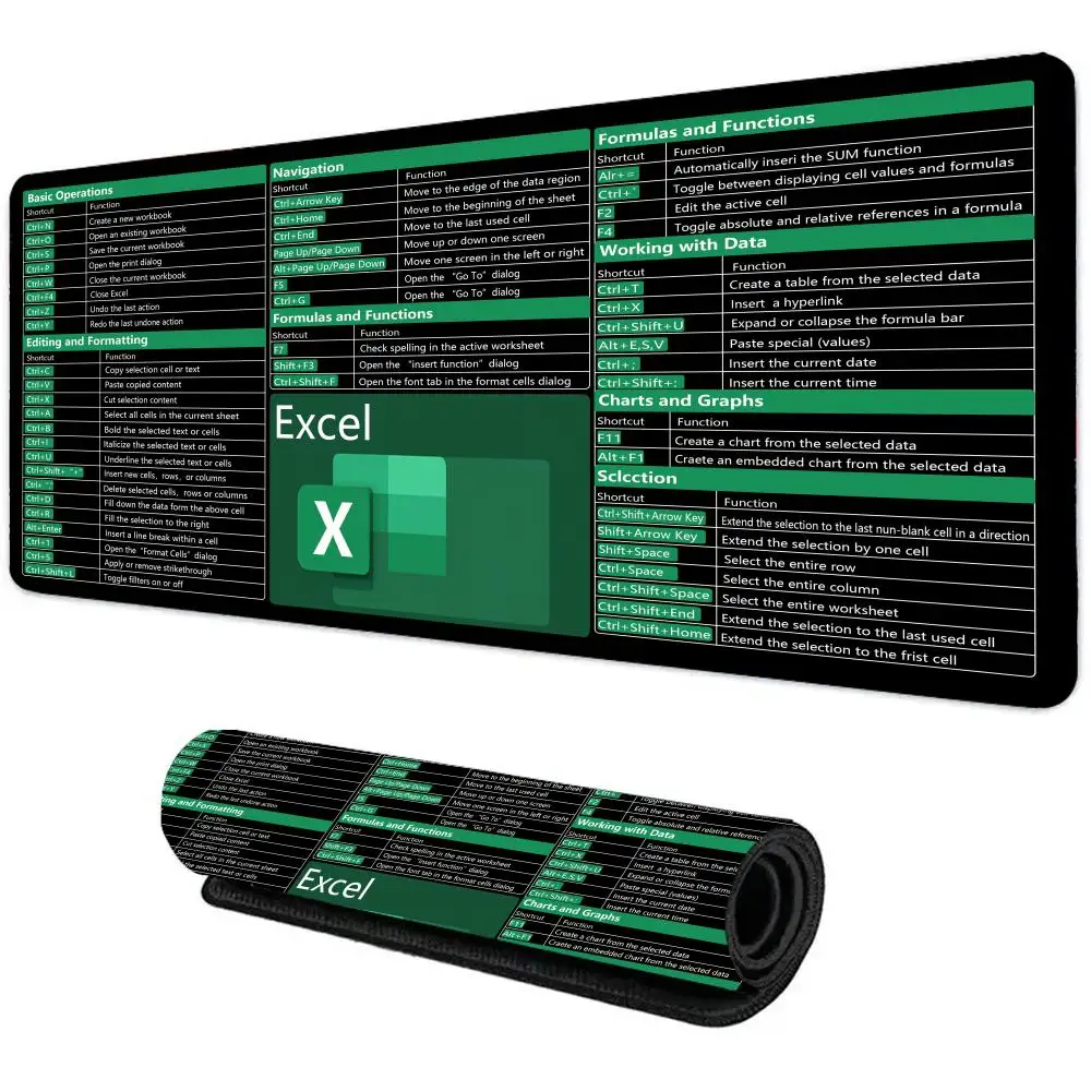 XXL Excel Shortcut Keys Mouse pad Computer Desk Accessories Non-Slip Waterproof Desk mat Large Excel Shortcut Cheating Mousepad
XXL Excel Shortcut Keys Mouse pad Computer Desk Accessories Non-Slip Waterproof Desk mat Large Excel Shortcut Cheating Mousepad