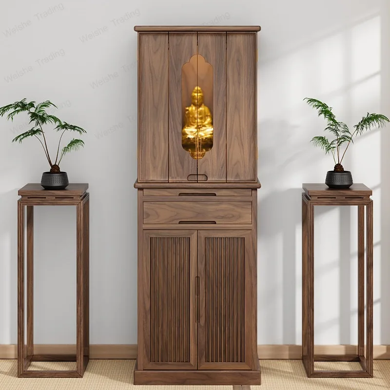 Solid wood shrine Modern simple God of Wealth cabinet Guanyin shrine Black walnut shrine
Solid wood shrine Modern simple God of Wealth cabinet Guanyin shrine Black walnut shrine
