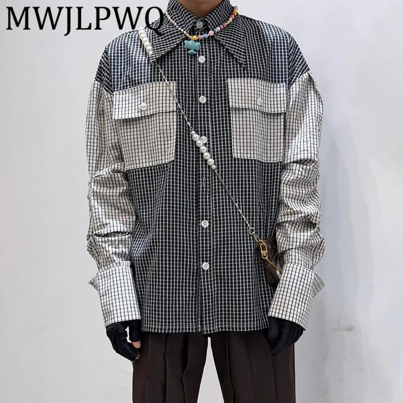 MWJLPWQ Spliced Plaid Design Shirt For Men High Street Lapel Long Sleeve Contrast Color 2025 New Loose Casual Unisex Tios 12259
MWJLPWQ Spliced Plaid Design Shirt For Men High Street Lapel Long Sleeve Contrast Color 2025 New Loose Casual Unisex Tios 12259