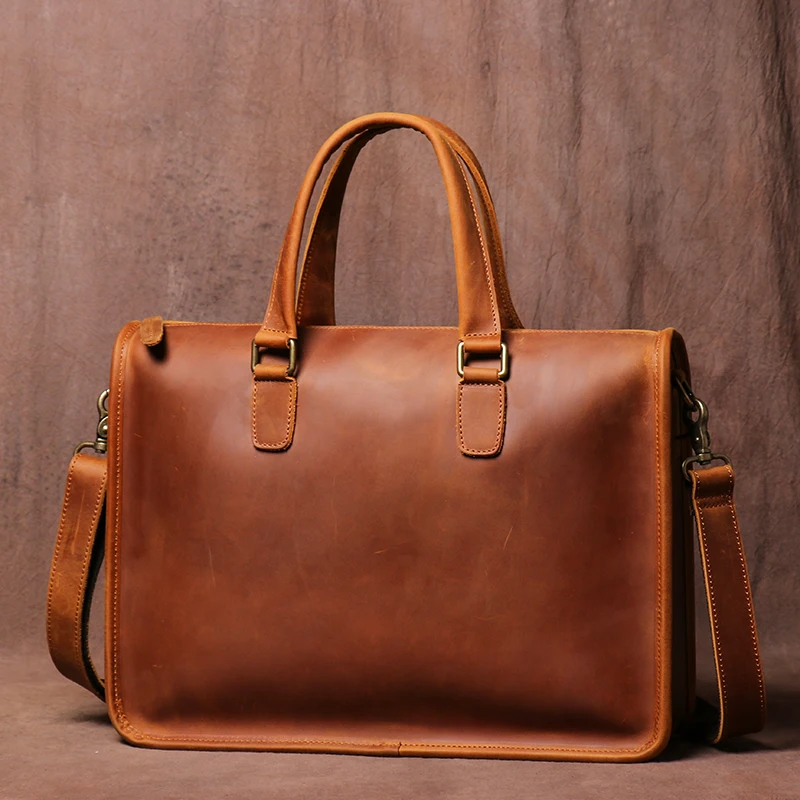 Men's Real-Leather Handbag First Layer Crazy Horse Leather Retro Briefcase Casual Computer Bag Simple Shoulder Messenger Bag
Men's Real-Leather Handbag First Layer Crazy Horse Leather Retro Briefcase Casual Computer Bag Simple Shoulder Messenger Bag