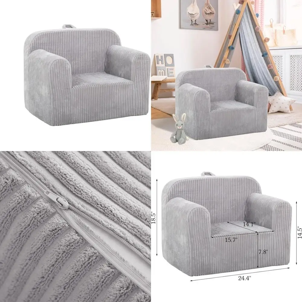 Grey Kids' Convertible Sofa Bed, Lounge Chair for Children
Grey Kids' Convertible Sofa Bed, Lounge Chair for Children