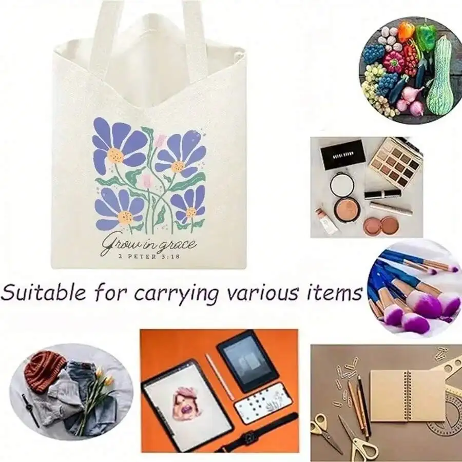 Floral Print Canvas Tote Bag For Women And Men - Beige Reusable Shopping Bag With Bible Verse, Spacious Durable Design
Floral Print Canvas Tote Bag For Women And Men - Beige Reusable Shopping Bag With Bible Verse, Spacious Durable Design