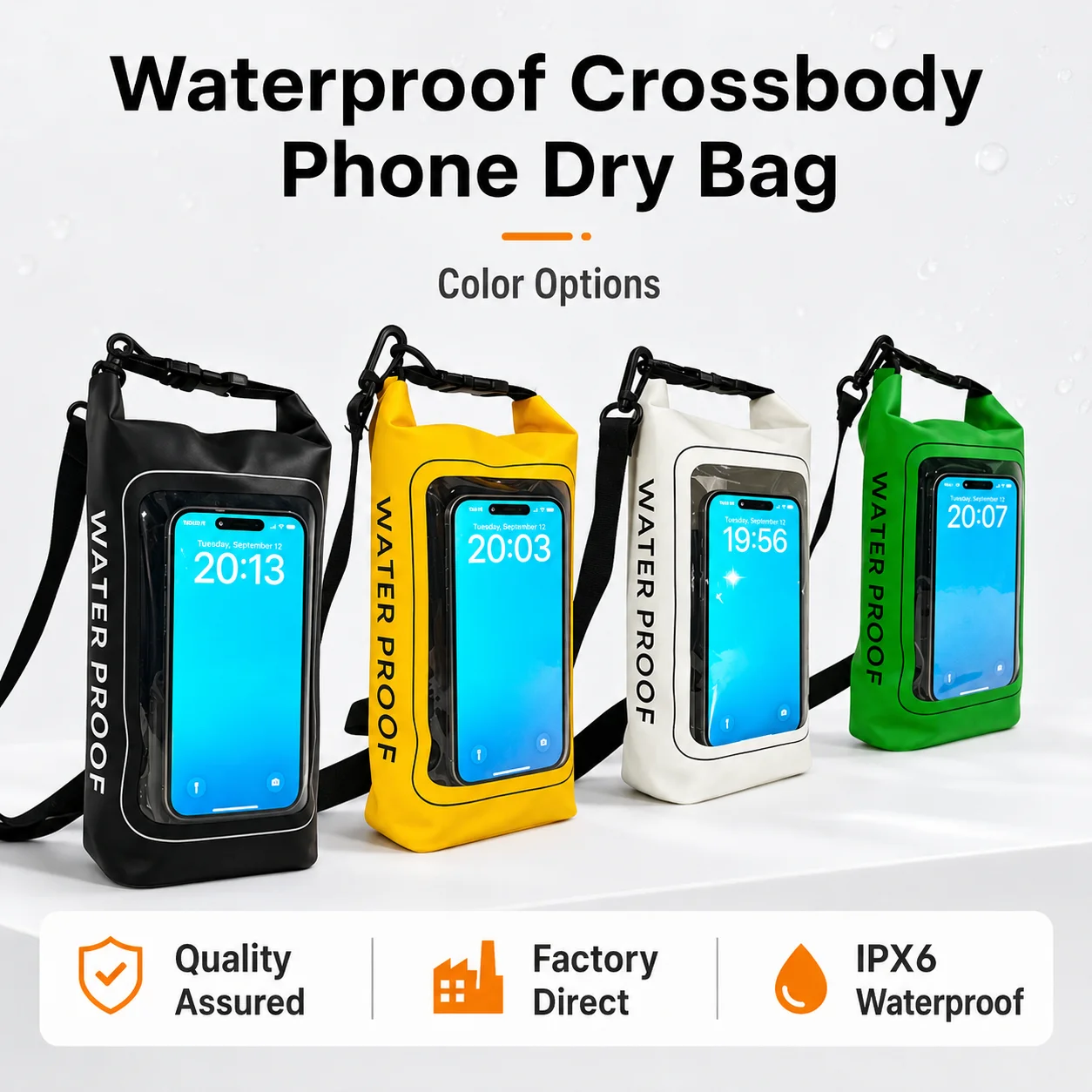 2L PVC Waterproof Phone Storage Bag Large Capacity Dry Bag for Trekking, Drifting, Rafting & Surf With Touch Screen Compatible
2L PVC Waterproof Phone Storage Bag Large Capacity Dry Bag for Trekking, Drifting, Rafting & Surf With Touch Screen Compatible