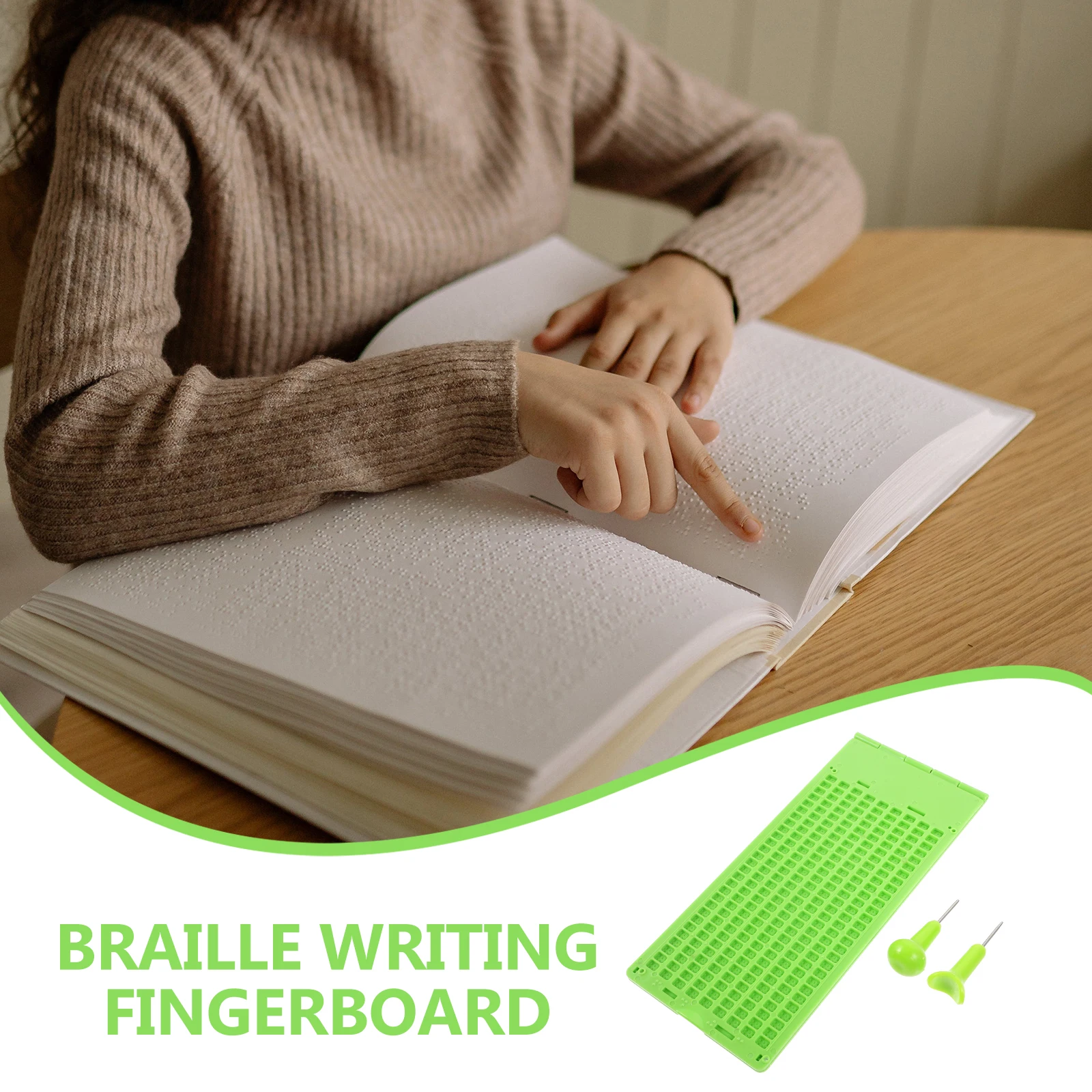 28 Green Braille with 2 Styluses Durable Plastic Fingerboard for Blind Lightweight Portable Learning Accessories
28 Green Braille with 2 Styluses Durable Plastic Fingerboard for Blind Lightweight Portable Learning Accessories