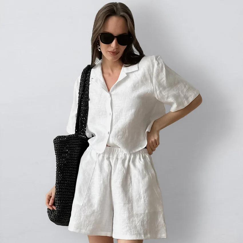2025 Summer Women New Loose Shorts Shirt Short Sleeve 2-Piece Set Set Retro Womens Commuter Home All-match Set Casual Shorts Set
2025 Summer Women New Loose Shorts Shirt Short Sleeve 2-Piece Set Set Retro Womens Commuter Home All-match Set Casual Shorts Set