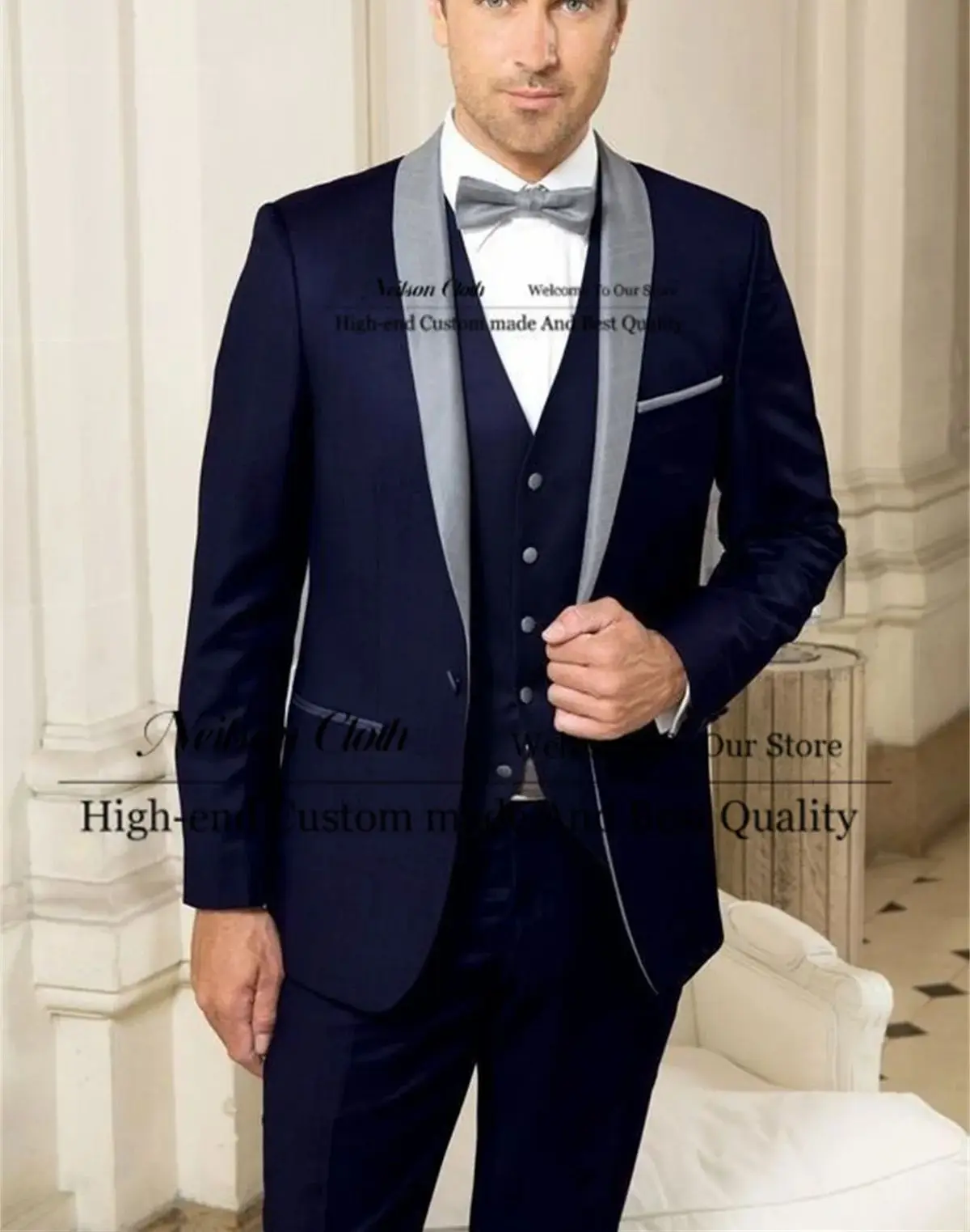 Business Blue Male Prom Blazers 3 Pieces Sets Single Breasted Groom Wedding Tuxedos For Men Customized Shawl Lapel Costume Homme
Business Blue Male Prom Blazers 3 Pieces Sets Single Breasted Groom Wedding Tuxedos For Men Customized Shawl Lapel Costume Homme