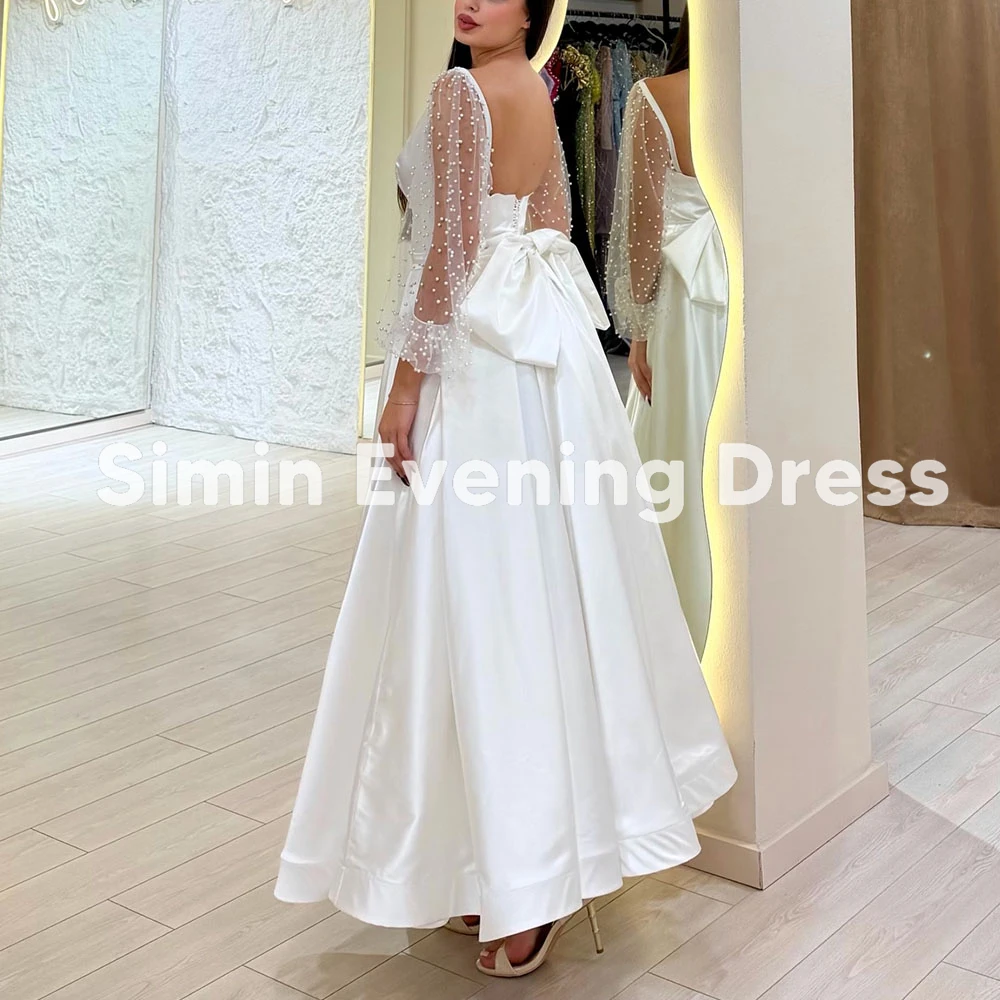 Simin Women's Customized Backless Bow A Line Evening Dresses Tulle Long Sleeves With Pearls Ankle-Length Elegant Dresses 2026
Simin Women's Customized Backless Bow A Line Evening Dresses Tulle Long Sleeves With Pearls Ankle-Length Elegant Dresses 2026