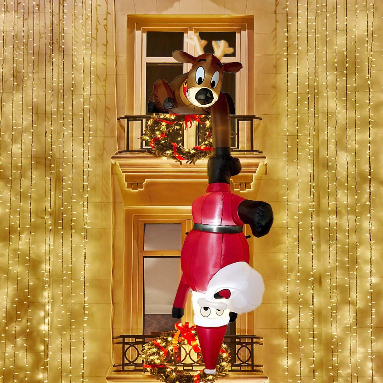 Надувной олень с Санта-Клаусом, 2,4 м, новогоднее украшение, надувная фигура со светодиодной подсветкой для двора
Надувной олень с Санта-Клаусом, 2,4 м, новогоднее украшение, надувная фигура со светодиодной подсветкой для двора