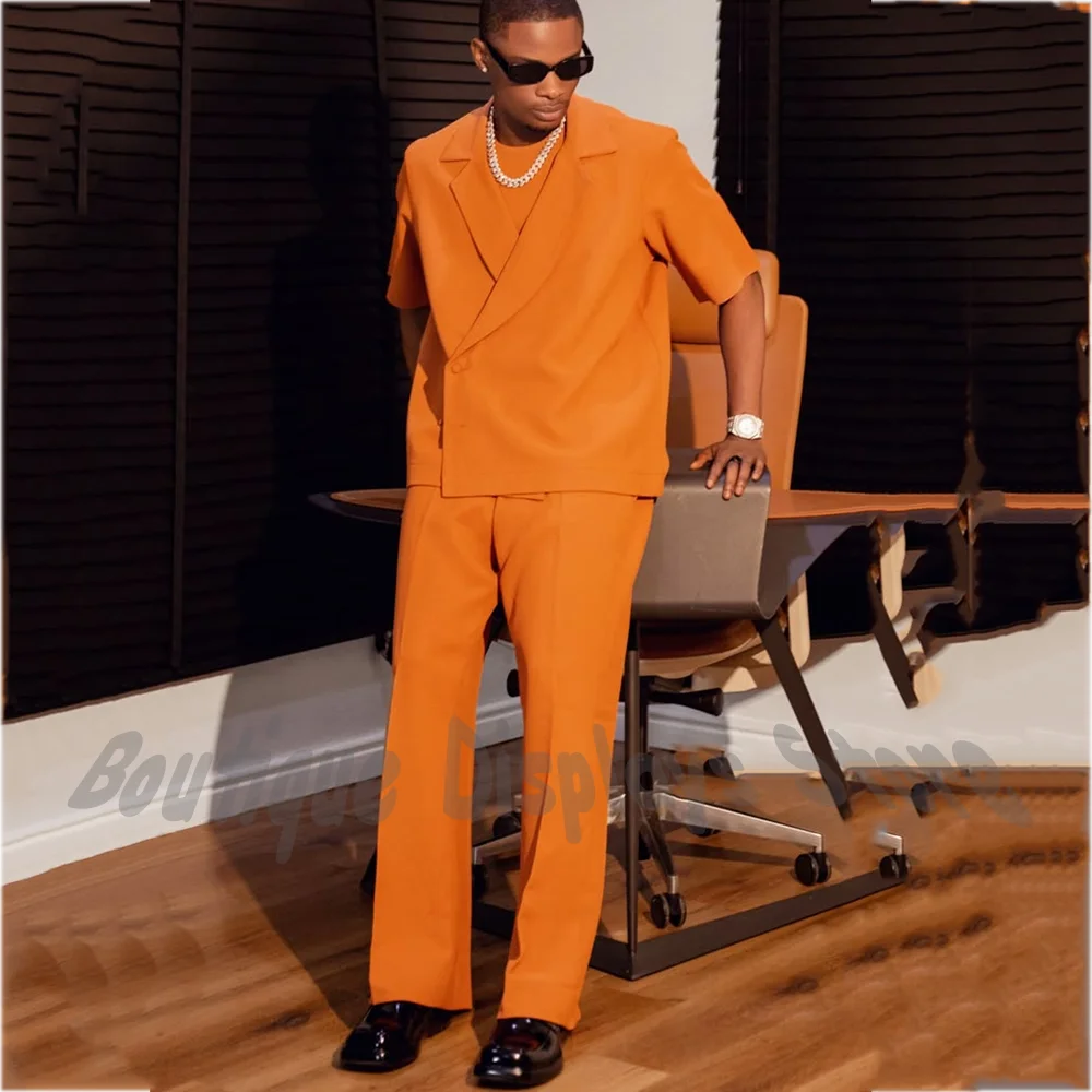 Men's Orange 2 Pieces Suit Short Sleeve Blazer Pants Casual Business Wedding Party Streetwear Fashion Outfit Straight Fit
Men's Orange 2 Pieces Suit Short Sleeve Blazer Pants Casual Business Wedding Party Streetwear Fashion Outfit Straight Fit