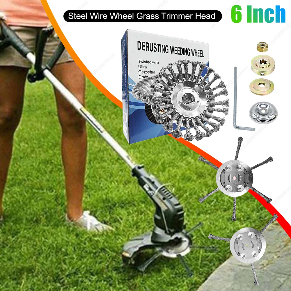 6 Inch Steel Wire Brush Cutter Trimmer Head Weed Eater Head Weeds Blade Cutter for Moss Grass Rust Removal
6 Inch Steel Wire Brush Cutter Trimmer Head Weed Eater Head Weeds Blade Cutter for Moss Grass Rust Removal