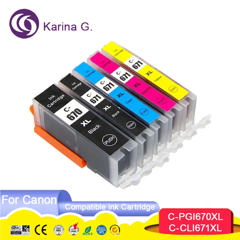 Compatible Ink Cartridge For Canon PGI670 PGI-670 CLI-671 For PIXMA MG5760 MG5765 MG5766 MG6860 MG6865 MG7760 MG7765 etc.
Compatible Ink Cartridge For Canon PGI670 PGI-670 CLI-671 For PIXMA MG5760 MG5765 MG5766 MG6860 MG6865 MG7760 MG7765 etc.