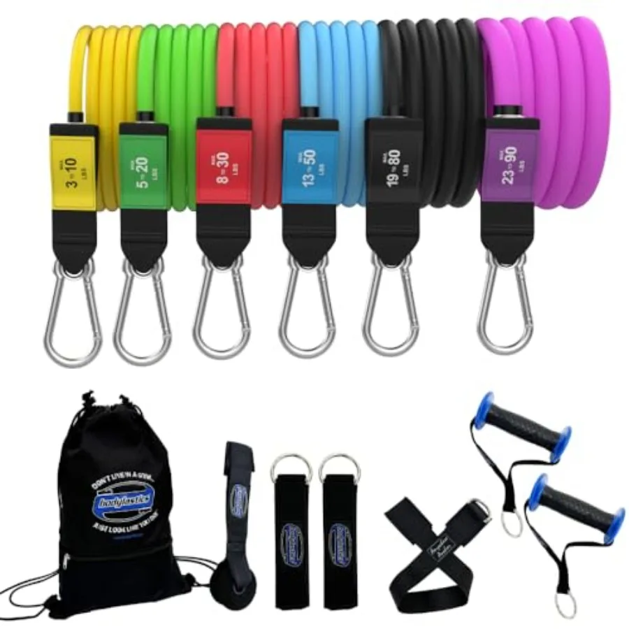 Patented Basic Series Resistance Band Set - Resistance Bands with Snap Reduction Tech, 2 Handles, 2 Ankle Straps, 1 Door Anchor
Patented Basic Series Resistance Band Set - Resistance Bands with Snap Reduction Tech, 2 Handles, 2 Ankle Straps, 1 Door Anchor