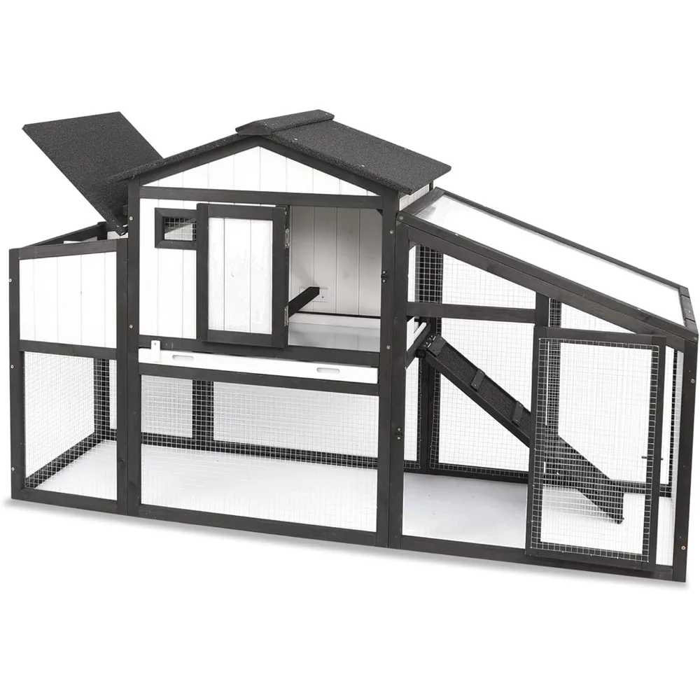 Chicken Coop, Hen House Indoor Outdoor for 2-3 Chickens, 2 Story Poultry Cage Chicken Coop and Run, Nesting Box, Pull Out Trays
Chicken Coop, Hen House Indoor Outdoor for 2-3 Chickens, 2 Story Poultry Cage Chicken Coop and Run, Nesting Box, Pull Out Trays