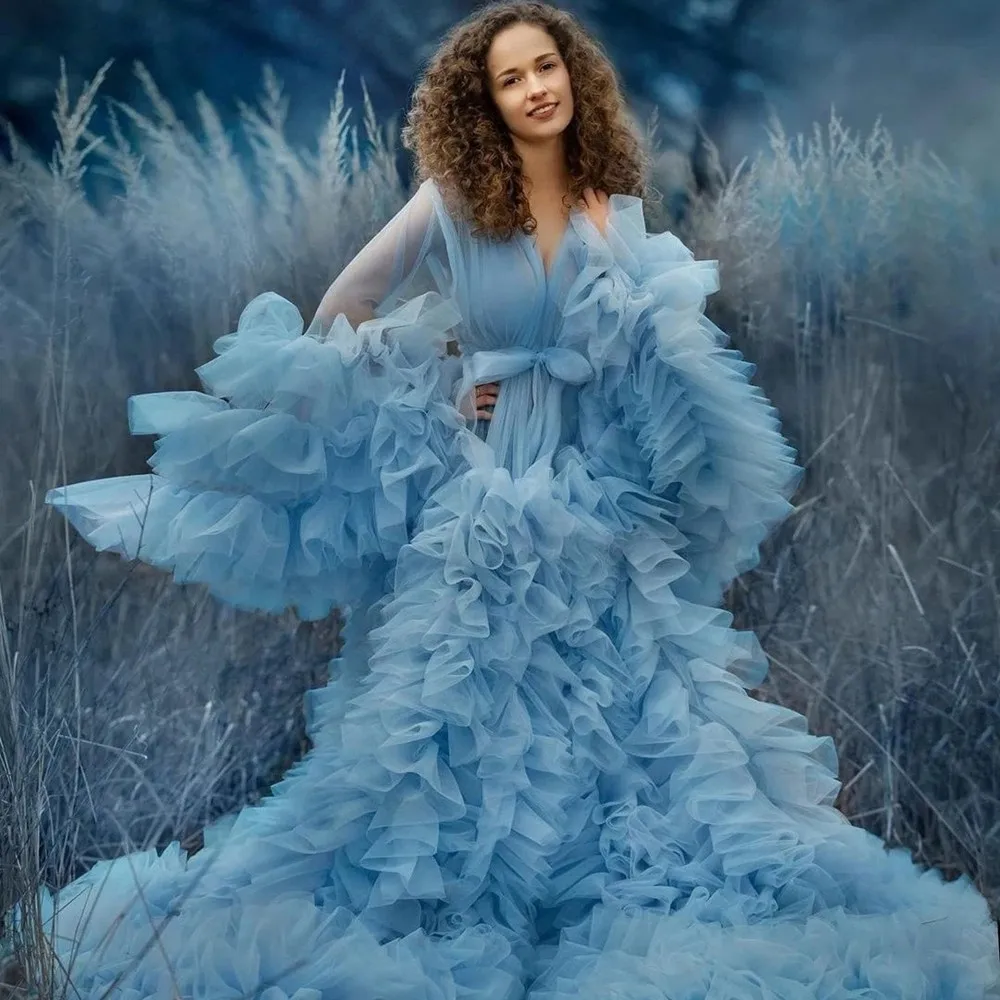 Garden Blue Prom Dresses Fluffy Ruffles Tulle Maternity Evening Dress Custom Made Pregnant Puff Sleeves Celebrity Party Gown
Garden Blue Prom Dresses Fluffy Ruffles Tulle Maternity Evening Dress Custom Made Pregnant Puff Sleeves Celebrity Party Gown