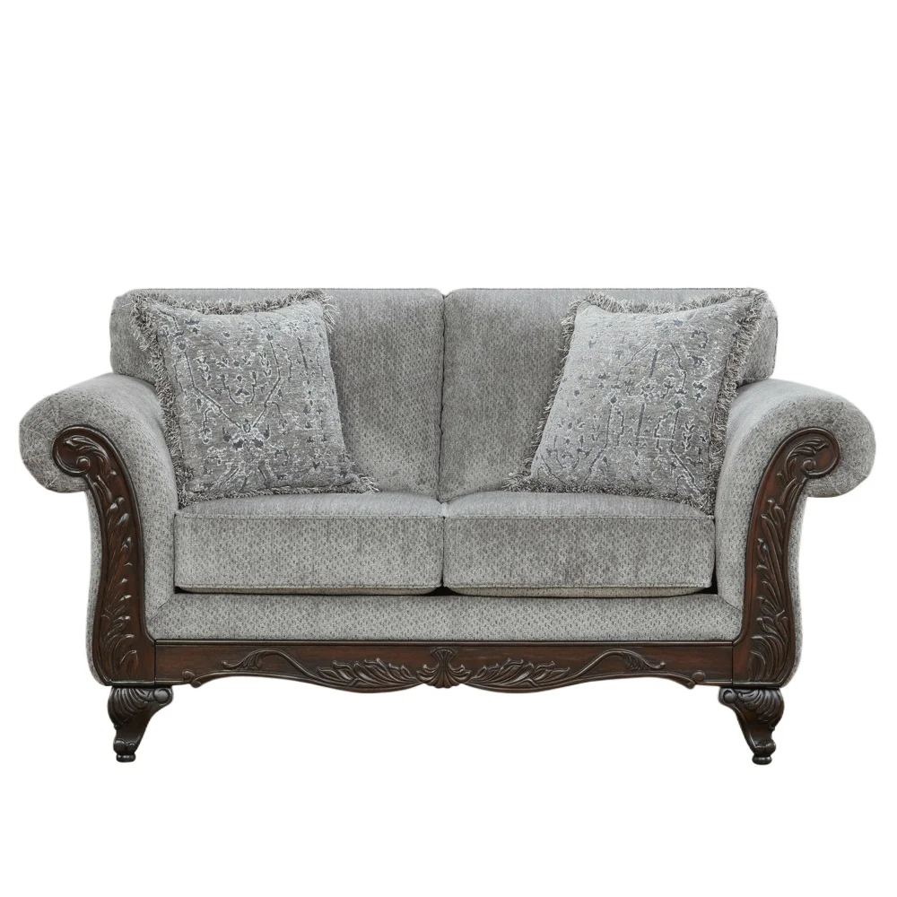 Carved Wood Frame Gray 5-Piece Living Room Set
Carved Wood Frame Gray 5-Piece Living Room Set