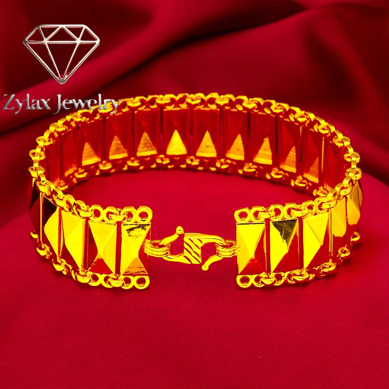 Zylax Jewelry Rhombus Wide Edge S-Clasp Bracelet Men's 24K Gold AU999 - Wide band fits wrist well, no tightness, for all-day com
Zylax Jewelry Rhombus Wide Edge S-Clasp Bracelet Men's 24K Gold AU999 - Wide band fits wrist well, no tightness, for all-day com