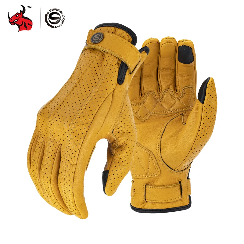Retro Motorcycle Gloves Genuine Leather Full Finger Gloves Breathable Wear Resistant Moto Biker Protection Gloves Yellow S-2XL
Retro Motorcycle Gloves Genuine Leather Full Finger Gloves Breathable Wear Resistant Moto Biker Protection Gloves Yellow S-2XL