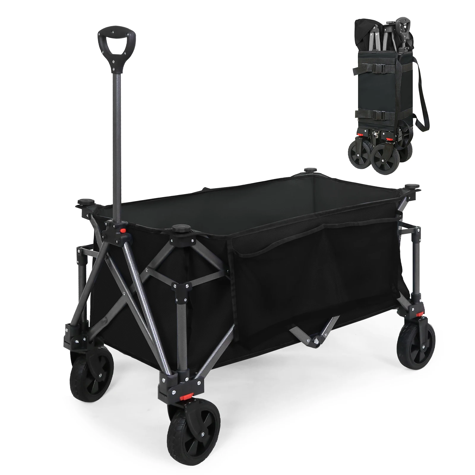 Heavy-Duty Folding Collapsible Utility Wagon with Large Side Pockets and Cup Holders, All Terrain Garden Cart for Sports, Garden, Camping, Beach, and Grocery
Heavy-Duty Folding Collapsible Utility Wagon with Large Side Pockets and Cup Holders, All Terrain Garden Cart for Sports, Garden, Camping, Beach, and Grocery