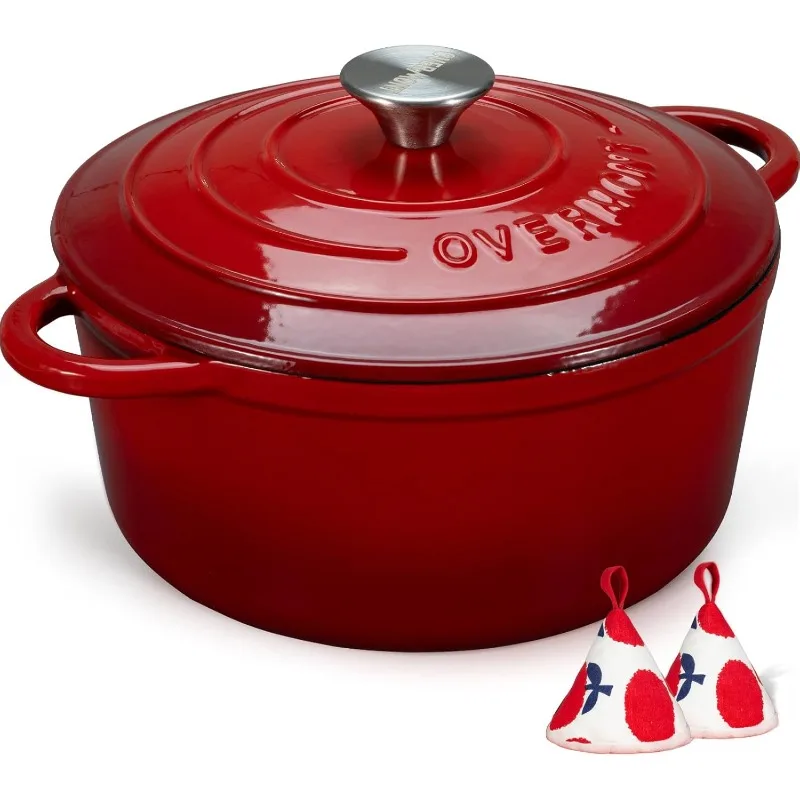 Enameled Cast Iron Dutch Oven - 5.5QT Pot with Lid Cookbook & Cotton Potholders - Heavy-Duty Cookware for Braising, Ste
Enameled Cast Iron Dutch Oven - 5.5QT Pot with Lid Cookbook & Cotton Potholders - Heavy-Duty Cookware for Braising, Ste