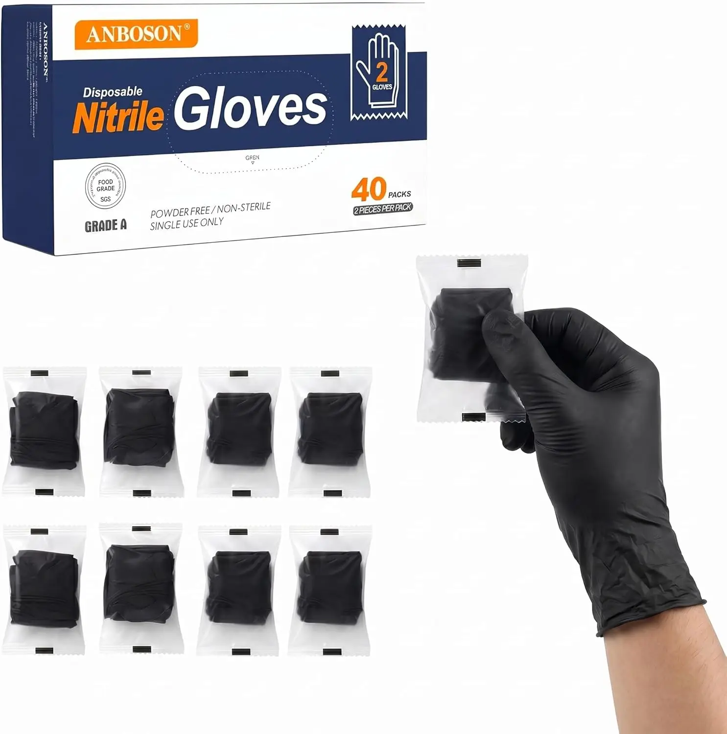 Nitrile Disposable Gloves 5mil, Latex Free, Powder Free, 40 Pairs Individually Wrapped, Protective Gloves for Food Prep, Clean, Industrial, Salon, Household, Travel, Medium
Nitrile Disposable Gloves 5mil, Latex Free, Powder Free, 40 Pairs Individually Wrapped, Protective Gloves for Food Prep, Clean, Industrial, Salon, Household, Travel, Medium