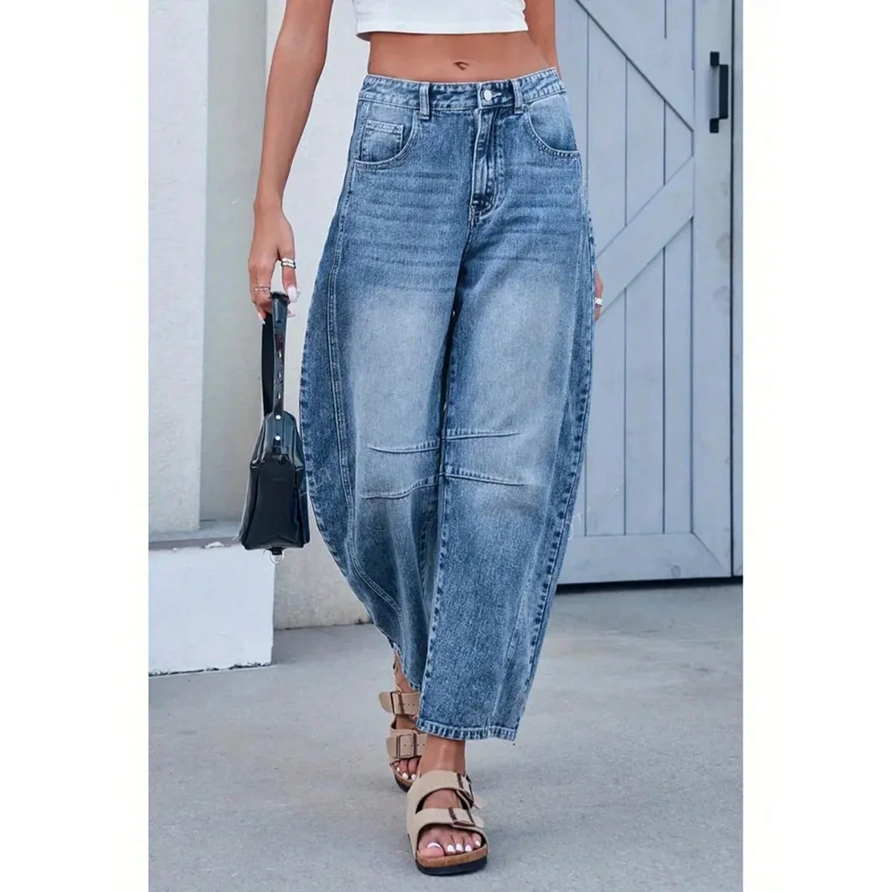 Summer New Loose Women's Denim Pants Drapey Washed Straight Leg High Waist Cotton Casual Style Cross-Border Fashion
Summer New Loose Women's Denim Pants Drapey Washed Straight Leg High Waist Cotton Casual Style Cross-Border Fashion