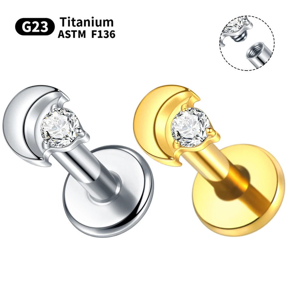 1PC ASTM F136 Titanium Ear Piercings 16G Moon CZ Labret Stud Helix Conch Cartilage Tragus Flat Back Piercing Body Jewelry
1PC ASTM F136 Titanium Ear Piercings 16G Moon CZ Labret Stud Helix Conch Cartilage Tragus Flat Back Piercing Body Jewelry