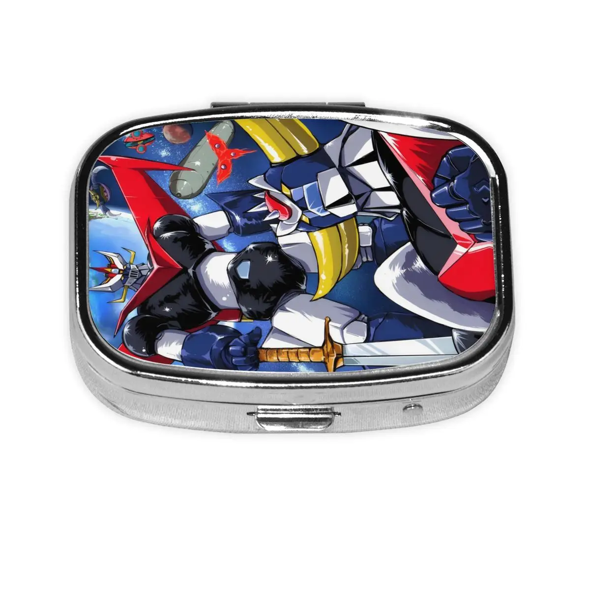 Robot G-Grendizeres Metal Pills Box Mini Goldrake Mazinger Z UFO 2-Compartment Square Pill Organizer Container for Purse
Robot G-Grendizeres Metal Pills Box Mini Goldrake Mazinger Z UFO 2-Compartment Square Pill Organizer Container for Purse