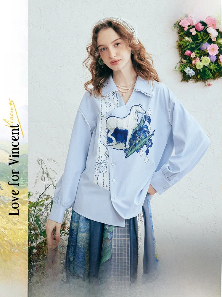 Женская блузка с художественной вышивкой, цветочным принтом и декоративными пуговицами, длинный рукав, полиэстер, весенняя новинка
Женская блузка с художественной вышивкой, цветочным принтом и декоративными пуговицами, длинный рукав, полиэстер, весенняя новинка