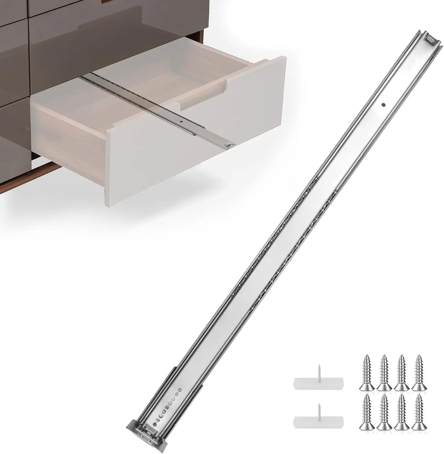 14 Inch Heavy Duty Center Mount Drawer Slides for Cabinet, 3/4 Extension Bottom Mount Rails, 50 lbs Capacity, Smooth Quiet Ball
14 Inch Heavy Duty Center Mount Drawer Slides for Cabinet, 3/4 Extension Bottom Mount Rails, 50 lbs Capacity, Smooth Quiet Ball