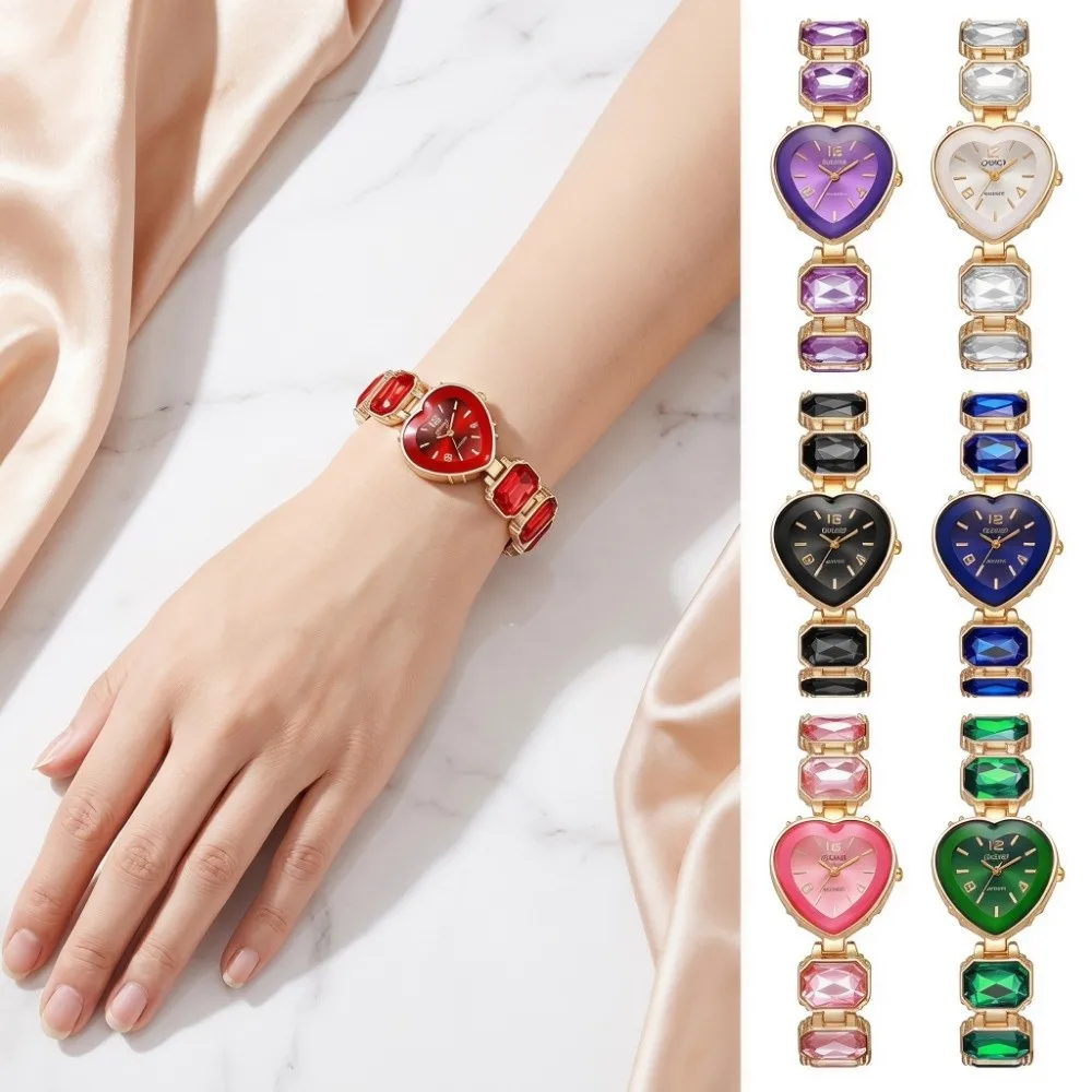 Heart Shaped Dial Crystal Candy Quartz Watch Colorful Quartz Movement Adjustable Bracelet Rhinestone Bracelet Watch Luxury
Heart Shaped Dial Crystal Candy Quartz Watch Colorful Quartz Movement Adjustable Bracelet Rhinestone Bracelet Watch Luxury