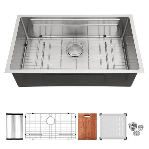 ATVHeavy Duty Commercial 33x19 Inch Undermount Kitchen Sink Set, 304 Stainless Steel Single Bowl With Drainboard & Deep Basin
ATVHeavy Duty Commercial 33x19 Inch Undermount Kitchen Sink Set, 304 Stainless Steel Single Bowl With Drainboard & Deep Basin