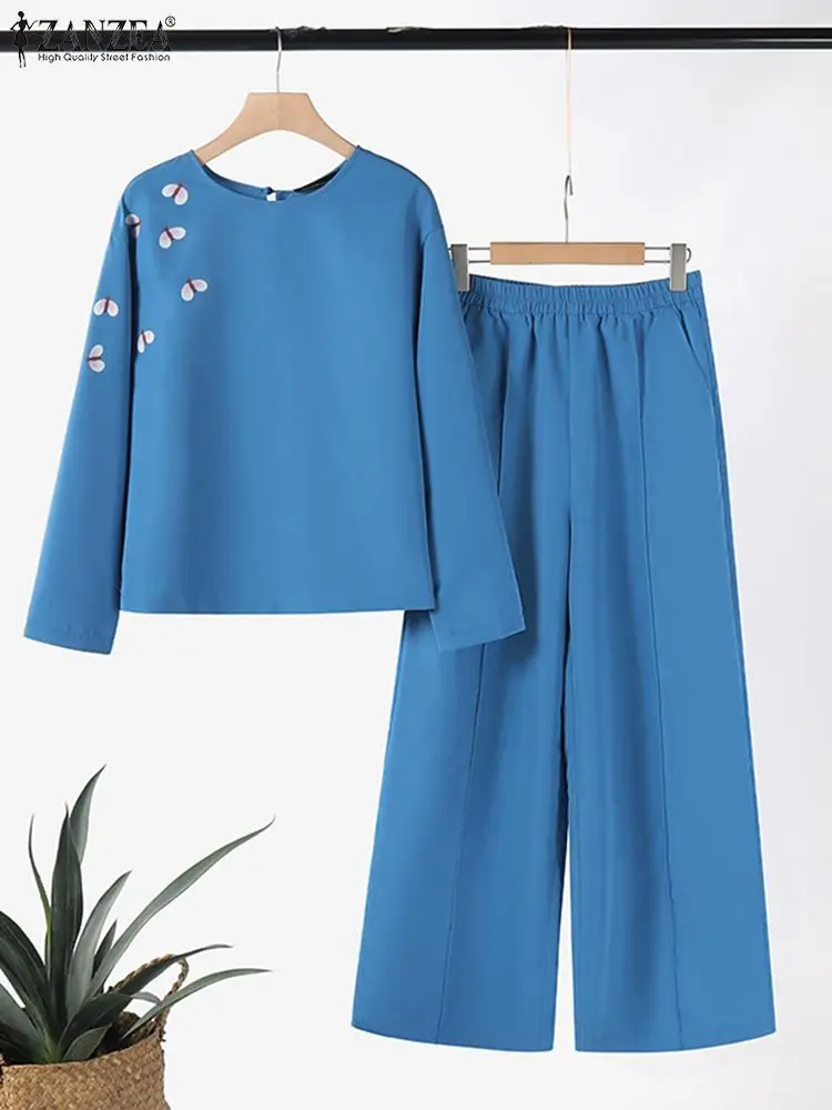 ZANZEA, осень 2024, повседневные свободные комплекты брюк, топы с длинными рукавами и принтом, широкие брюки, женские комплекты из 2 предметов, праздничная одежда 
ZANZEA, осень 2024, повседневные свободные комплекты брюк, топы с длинными рукавами и принтом, широкие брюки, женские комплекты из 2 предметов, праздничная одежда