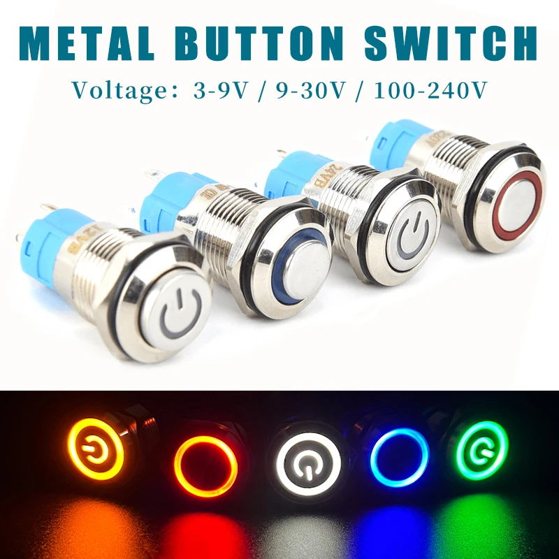 Metal Button Switch 12mm Car Engine Power Switch 3V 5v 12v 24v 220v LED Light Momentary Self-locking Waterproof Button
Metal Button Switch 12mm Car Engine Power Switch 3V 5v 12v 24v 220v LED Light Momentary Self-locking Waterproof Button