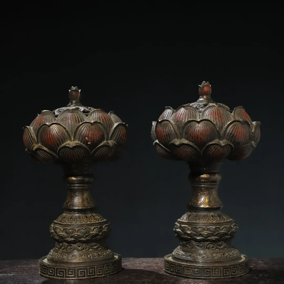 11"Tibetan Temple Collection Old Bronze Cinnabar Mud gold Lotus Baolian Lamp Oil Lamp A Pair Candlestick Worship Hall Town house
11"Tibetan Temple Collection Old Bronze Cinnabar Mud gold Lotus Baolian Lamp Oil Lamp A Pair Candlestick Worship Hall Town house