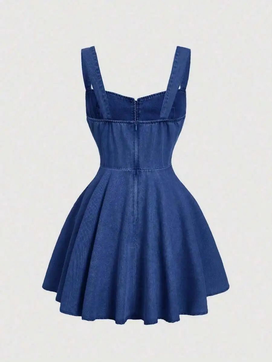 Womens Denim Overall Mini Dress Casual Fitted Blue
Womens Denim Overall Mini Dress Casual Fitted Blue