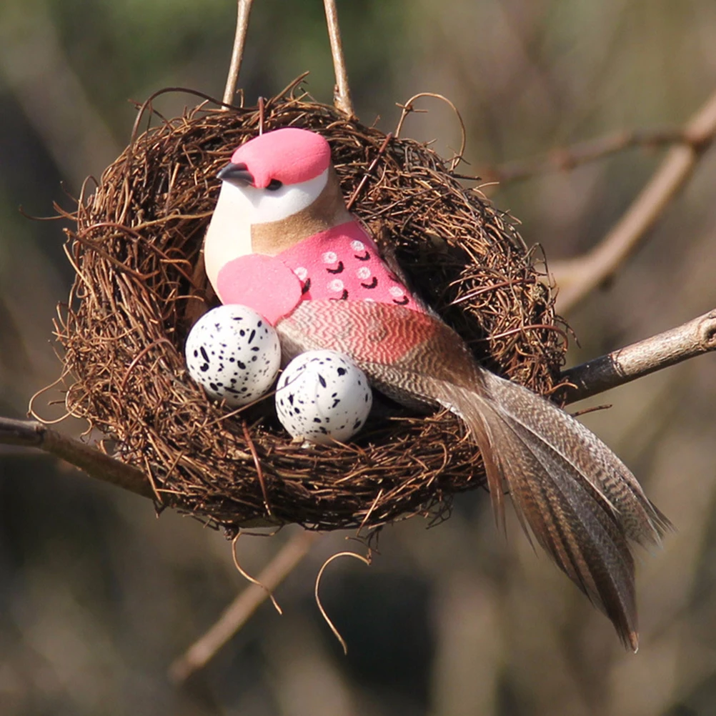 2Pcs Artificial Bird Nest Decor Straw nament Lifelike Birds Eggs DIY HangingDecoration DurableH made
2Pcs Artificial Bird Nest Decor Straw nament Lifelike Birds Eggs DIY HangingDecoration DurableH made
