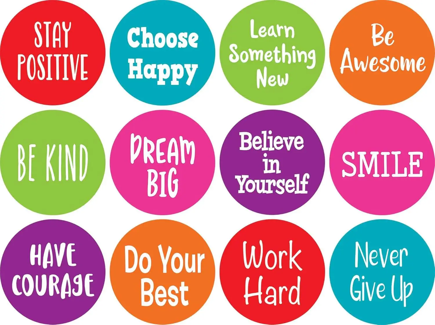 Positive Sayings Carpet Markers, 4 Inch, 12 Pack, 6 Colors, Reusable
Positive Sayings Carpet Markers, 4 Inch, 12 Pack, 6 Colors, Reusable