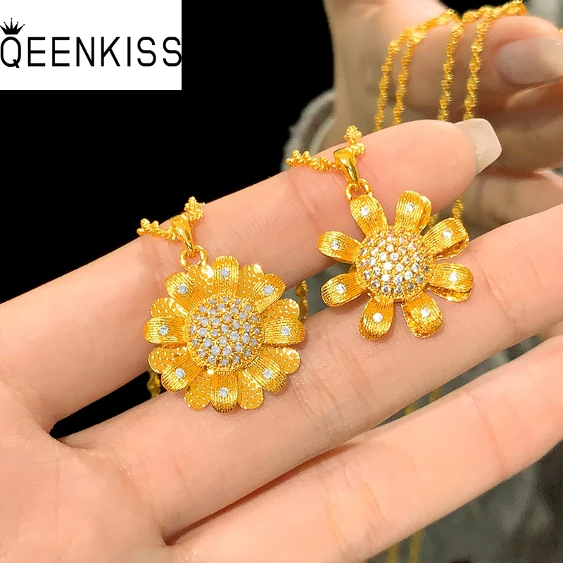 QEENKISS 24KT Gold Rotating Sun Flower Necklace Pendant For Women Wedding Party Birthday Christmas Bride Mother Girl Gift PT5232
QEENKISS 24KT Gold Rotating Sun Flower Necklace Pendant For Women Wedding Party Birthday Christmas Bride Mother Girl Gift PT5232