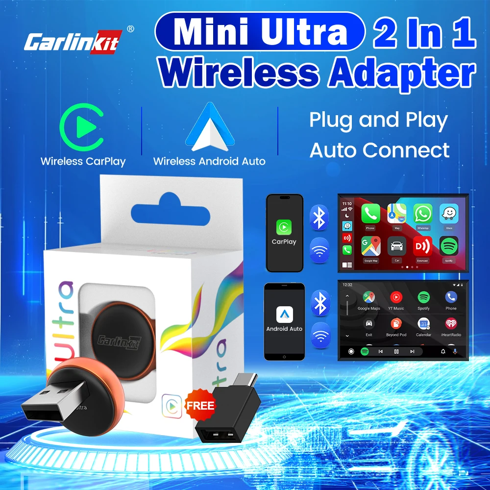 CarlinKit 5.0 Mini Ultra 3: Беспроводной адаптер для Android Auto и CarPlay с Wi-Fi и Bluetooth, автоматическое подключение, умный автомобильный AI-бокс
CarlinKit 5.0 Mini Ultra 3: Беспроводной адаптер для Android Auto и CarPlay с Wi-Fi и Bluetooth, автоматическое подключение, умный автомобильный AI-бокс