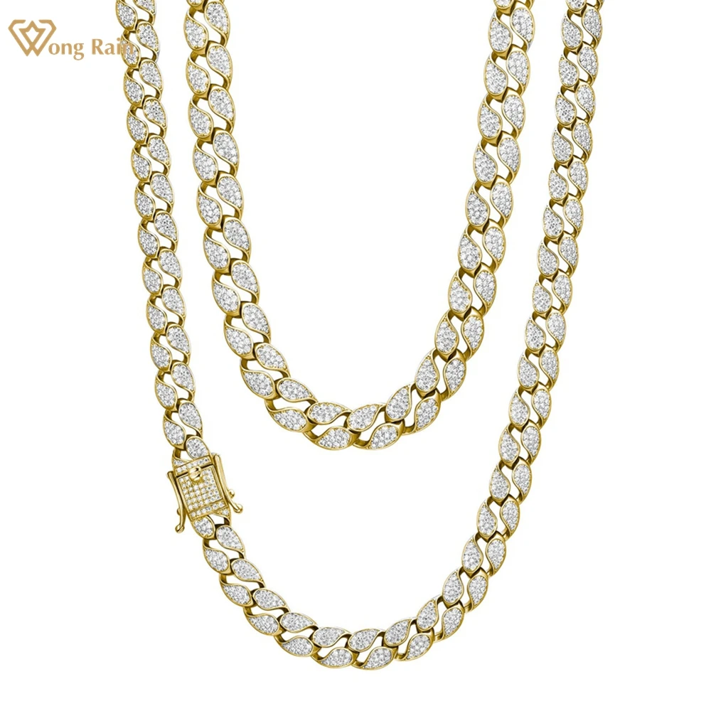 Wong Rain Hip Hop Rock 925 Sterling Silver VVS1 3EX D Color Real Moissanite Diamonds Gems 10MM Cuban Chain Necklace Fine Jewelry
Wong Rain Hip Hop Rock 925 Sterling Silver VVS1 3EX D Color Real Moissanite Diamonds Gems 10MM Cuban Chain Necklace Fine Jewelry