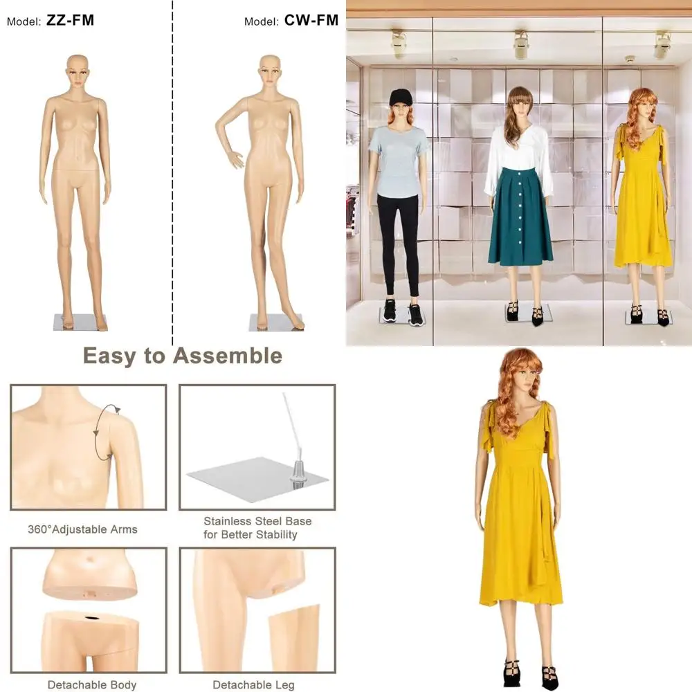 68-Inch Adjustable Female Mannequin with Metal Base for Realistic Clothing Displays
68-Inch Adjustable Female Mannequin with Metal Base for Realistic Clothing Displays