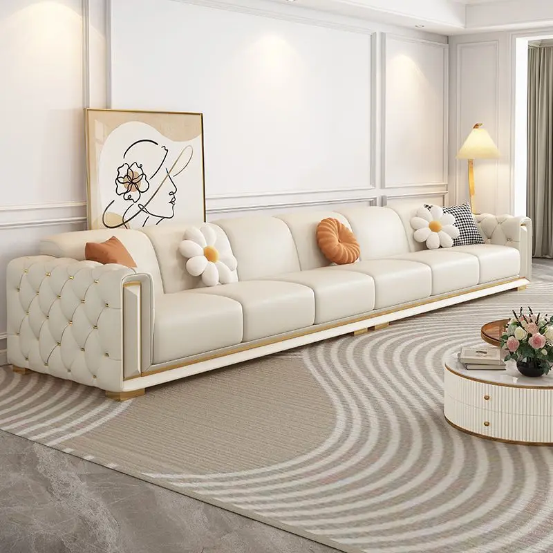 French cream style living room new leather sofa small apartment American light luxury simple European villa straight row
French cream style living room new leather sofa small apartment American light luxury simple European villa straight row