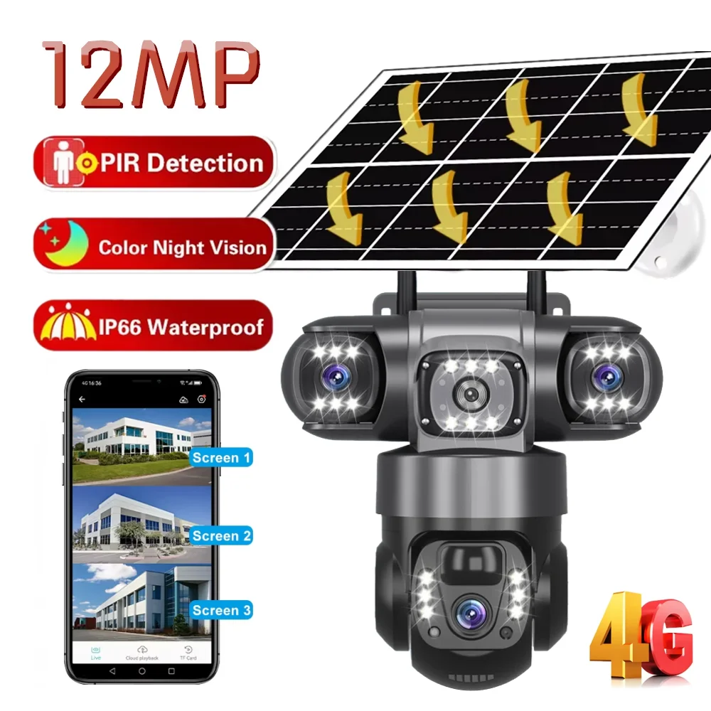 Видеоспостереження, аккумулятор, PTZ IP-камера V380 Pro, солнечная камера, 4G SIM, уличная 3-объективная веб-камера с тремя экранами, PIR, обнаружение человека
Видеоспостереження, аккумулятор, PTZ IP-камера V380 Pro, солнечная камера, 4G SIM, уличная 3-объективная веб-камера с тремя экранами, PIR, обнаружение человека