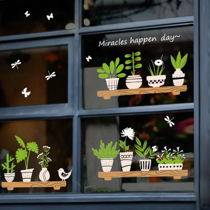Plant potted plant shop glass door, living room, bedroom decoration, environmentally friendly wall stickers, window stickers
Plant potted plant shop glass door, living room, bedroom decoration, environmentally friendly wall stickers, window stickers