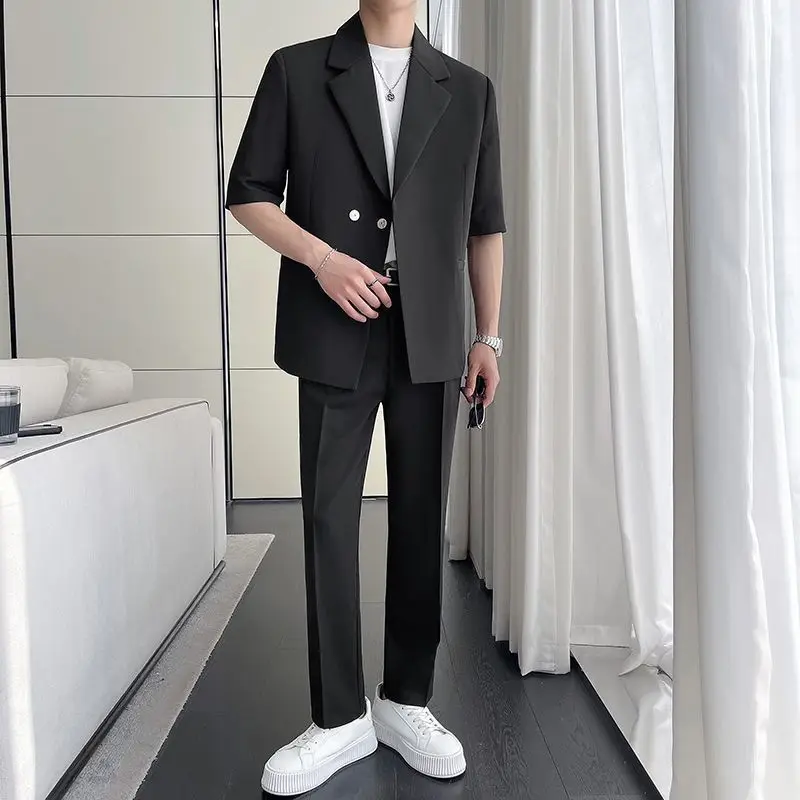 Мужской летний деловой повседневный костюм: легкий дышащий комплект из пиджака с коротким рукавом и брюк, 2 предмета
Мужской летний деловой повседневный костюм: легкий дышащий комплект из пиджака с коротким рукавом и брюк, 2 предмета