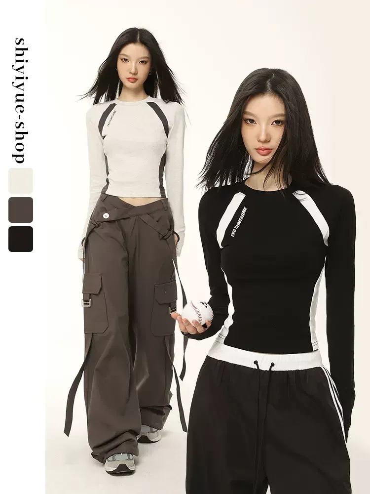Harajuku Sports Long Sleeved T Shirt Female Star Brand With The Same Color Matching Shirt Street American Fast Drying Sportswear
Harajuku Sports Long Sleeved T Shirt Female Star Brand With The Same Color Matching Shirt Street American Fast Drying Sportswear