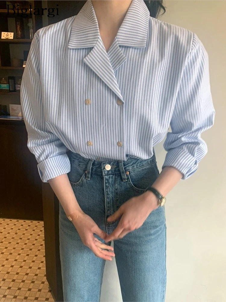 Spring Striped Print Shirts Tops Women Blazer Suit Collar Fashion Ladies Blouses Korean Style Long Sleeve Woman Shirts Tops
Spring Striped Print Shirts Tops Women Blazer Suit Collar Fashion Ladies Blouses Korean Style Long Sleeve Woman Shirts Tops