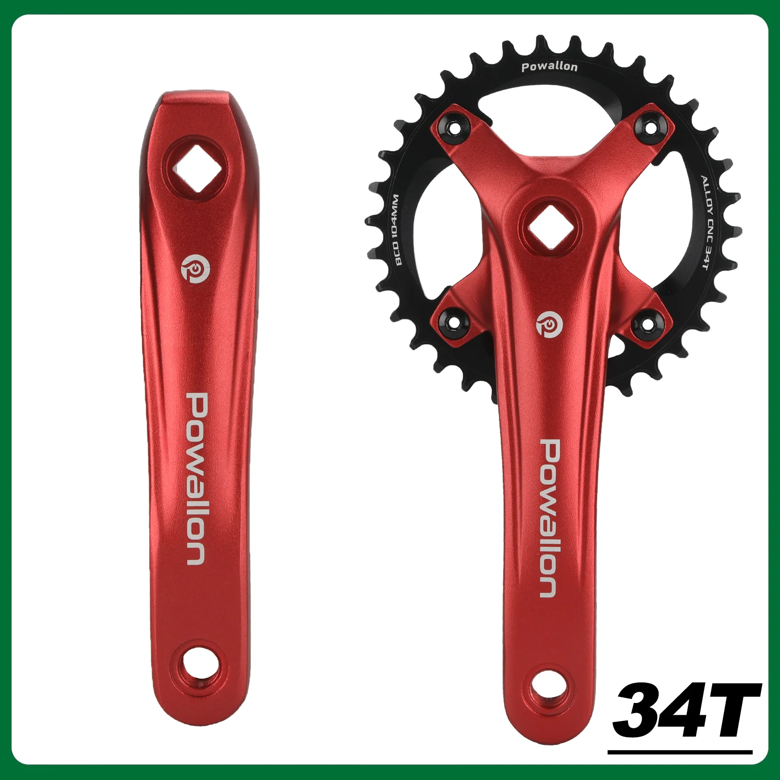 Aluminum Alloy Square Hole Mountain Bike Crankset Modification Kit - 104BCD, 170mm, 32T/34T/36T
Aluminum Alloy Square Hole Mountain Bike Crankset Modification Kit - 104BCD, 170mm, 32T/34T/36T